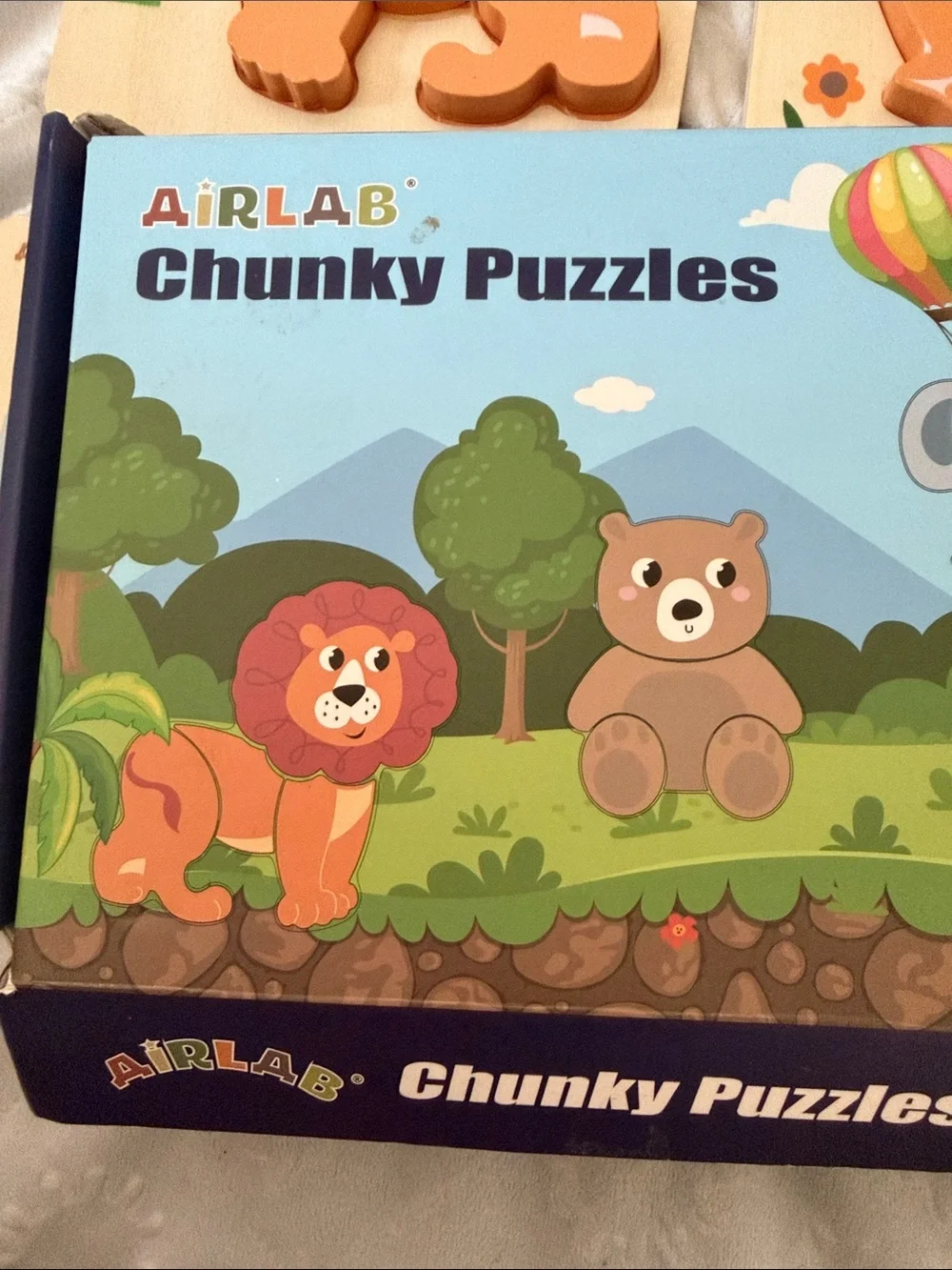 Chunky Animal Puzzles for Kids - Orange Fox, Lion, Gray Elephant & Brown Bear